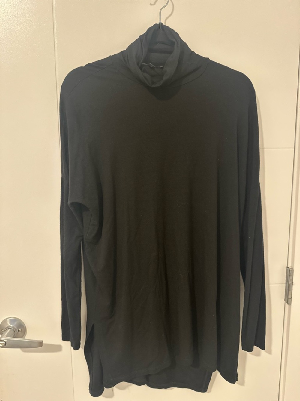 Eileen Fisher Black Viscose Blend Long Sleeve Top